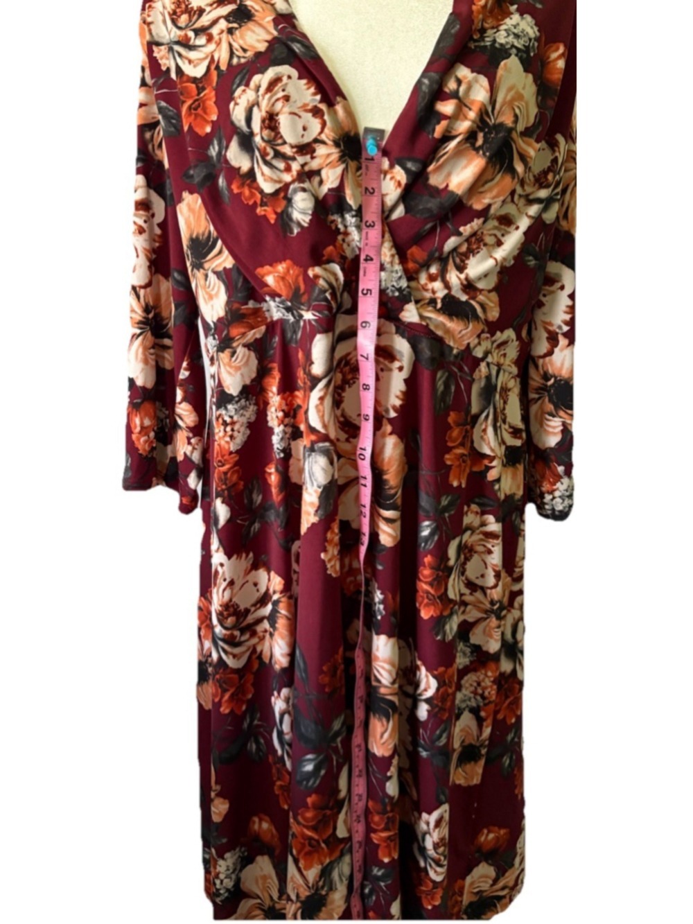 Liz Claiborne Faux Wrap Dress Red Floral Business Casual Career Professional - Picture 2 of 6